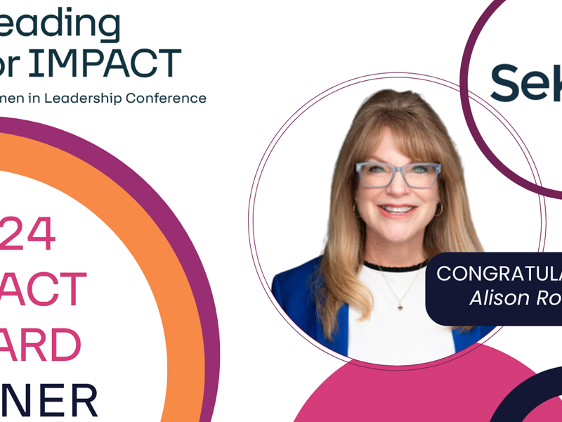 Image text reads: "Leading for IMPACT, 2024 IMPACT Award Winner, Congratulations Allison Rosen" Includes the SeKON logo and a headshot of Allison Rosen.